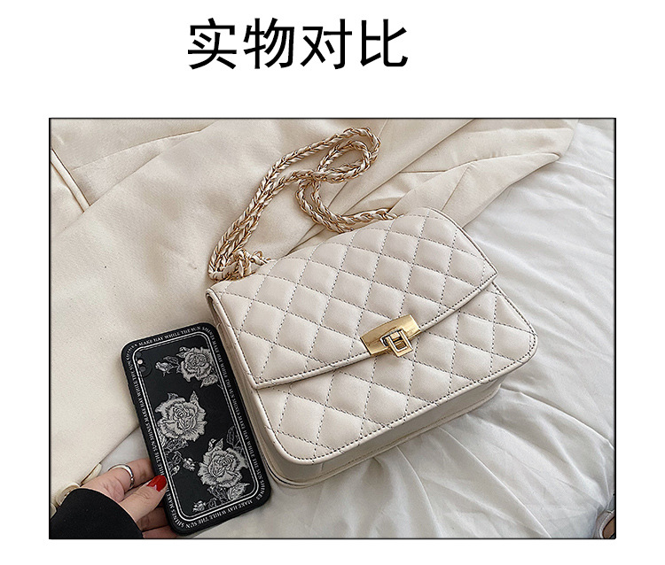 New Rhombus Embossed Braided Chain One-shoulder Small Square Bag 23*18*9cm display picture 28