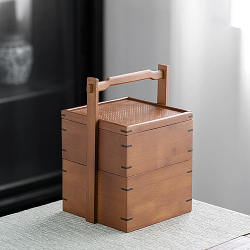 Ретро двухслойная сумка для хранения китайской чайной коробки