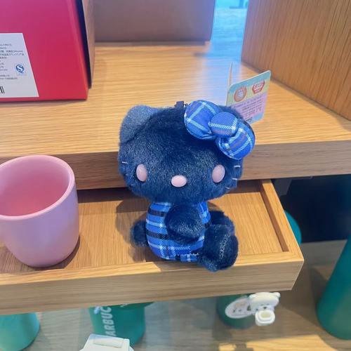 Cartoon animation new 50th anniversary dark blue checked side bag pendant cute plush pendant wholesale