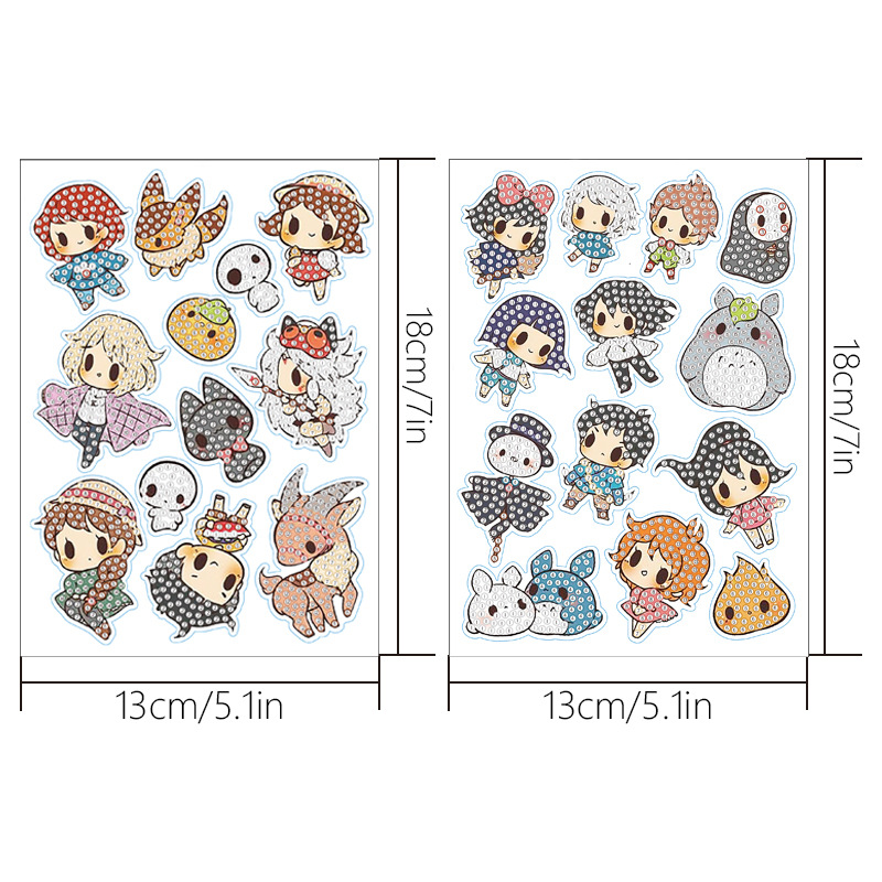 Venta caliente personaje de dibujos animados diamante pintura libre pegatinas DIY pegatinas de pared de ladrillo niños pegatinas hechas a mano redondo diamante