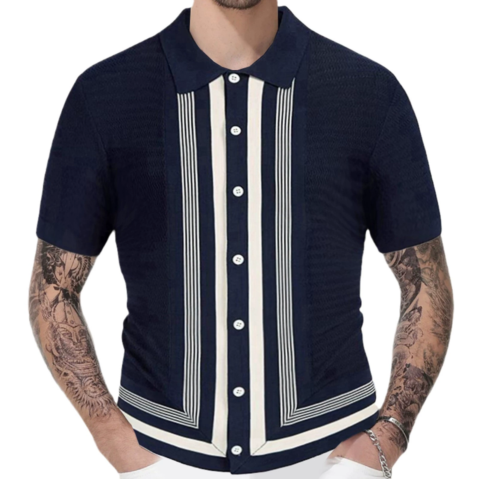 Summer knitted sweater, polo, Amazon, with short sleeve
