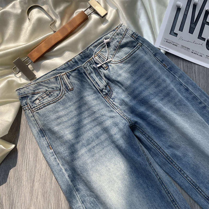 Full Detailed Real Photos of the 2026 Spring/Summer New Lyocell Tencel Women's Jeans, Ice Silk Versatile Low-Waist Wide-Leg Pants