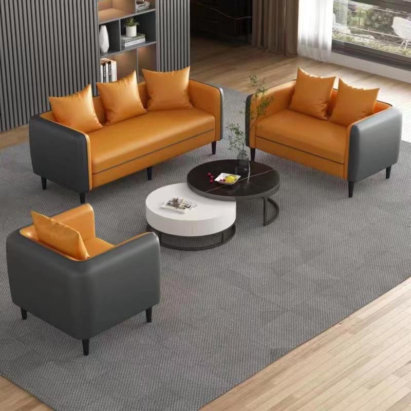 Sofa Living Room Small Apartment Billiard Hall Hotel Apartment Modern Minimalist Barber Shop Rental Room Wash-Free Leather Sofa