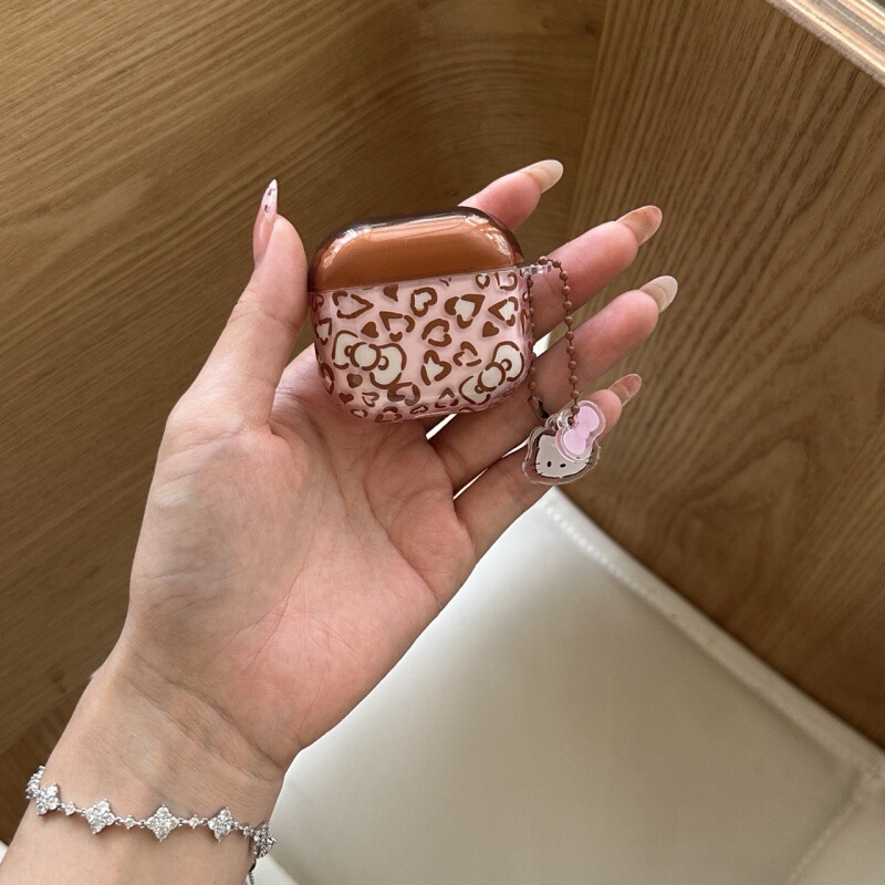 Love Bow Leopard Print Suitable for Apple Airpods3 Protective Cover 2022Pro2 Headphone Case Wireless 4 Pendants