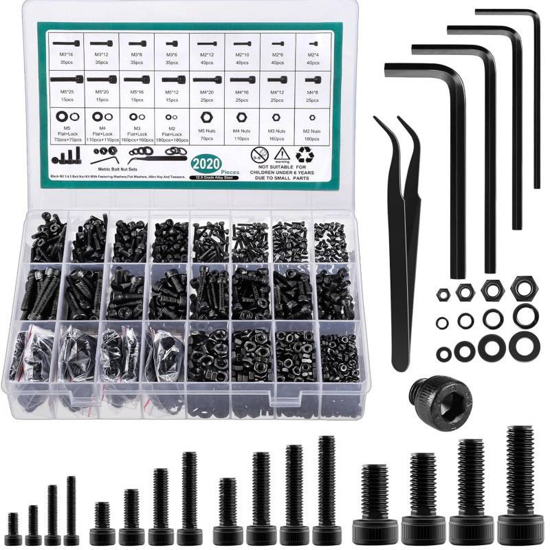 Cross-Border Set - 2020Pcs Metric Screw, Nut, and Bolt Combination Set with Hex Socket Head Cross-Border Set - 2020Pcs Metric Screw, Nut, and Bolt Combination Set with Hex Socket Head