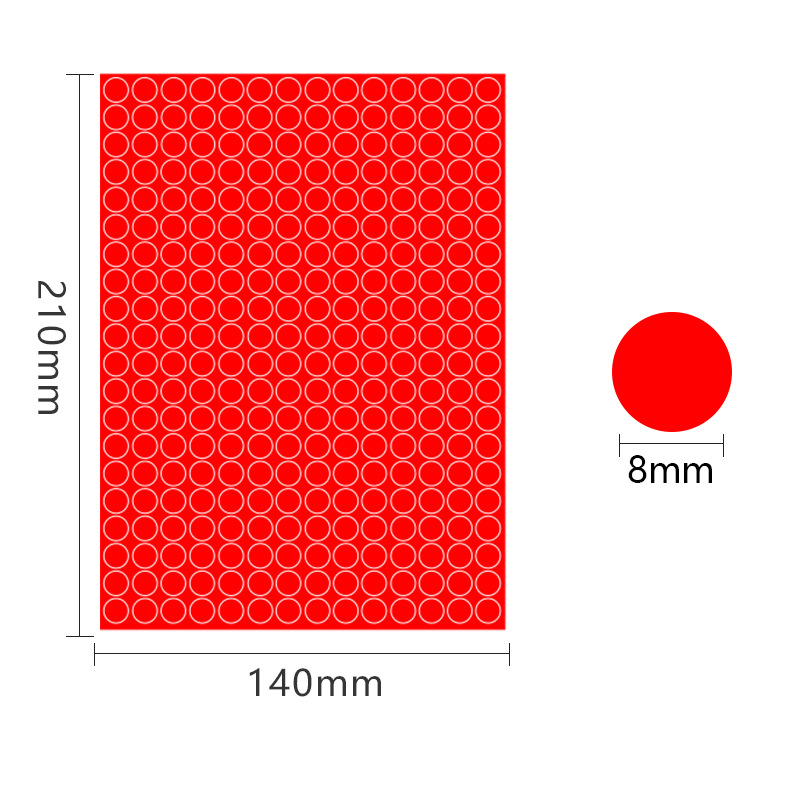 A5 adhesivo adhesivo 8mm cartón de cobre de color punto punto de etiqueta de marca de clasificación de punto de onda de mes pegatinas redondas escritas a mano