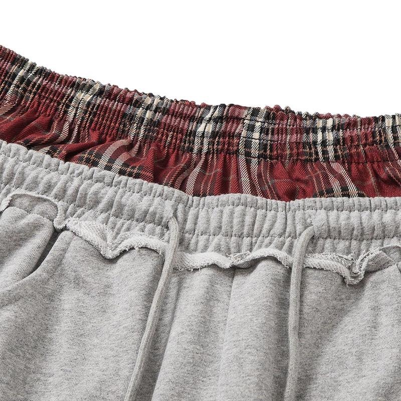 TK American Style Gestreifte, bestickte Sport-Freizeithose, lockere Passform, Unisex, doppelter Bund, Fake-Zweiteiler-Jogginghose_voghion.com