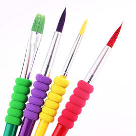 糖果色EVA笔刷套筒4支装美术画笔 丙烯水彩尼龙油画笔