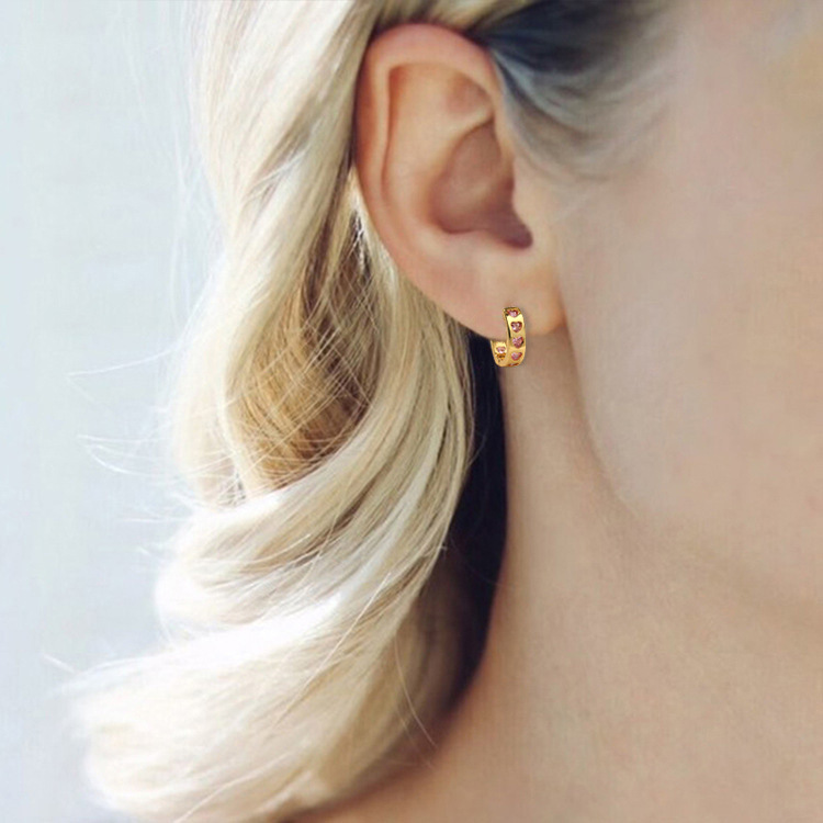 5g Weight Zircon Inlay Material Earrings Classification 1 Pair Sweet Heart Shape Inlay Copper Zircon Earrings