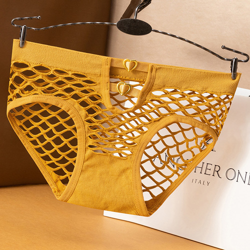 Women's underwear sexy and alluring large size net sand live broadcast new style metal breathable triangle pants factory direct sales 