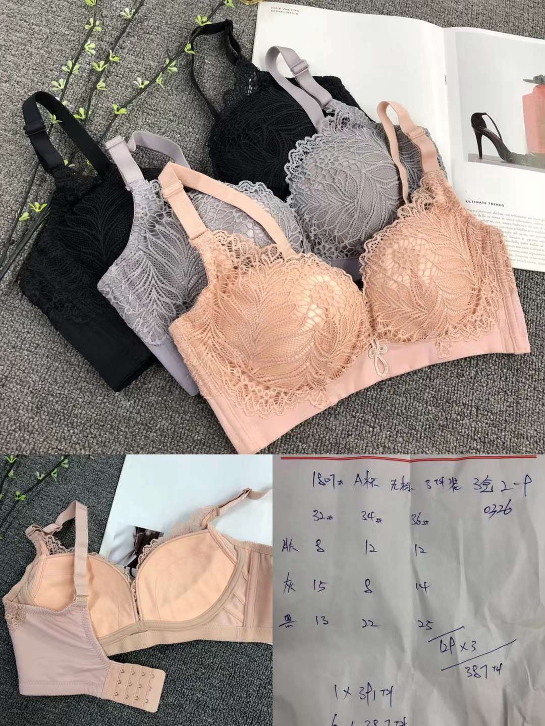 Nueva colección de pecho push-up ajustable de tres pechos cómoda sin costura inalámbrica superior delgada inferior ropa interior gruesa sujetador de las mujeres