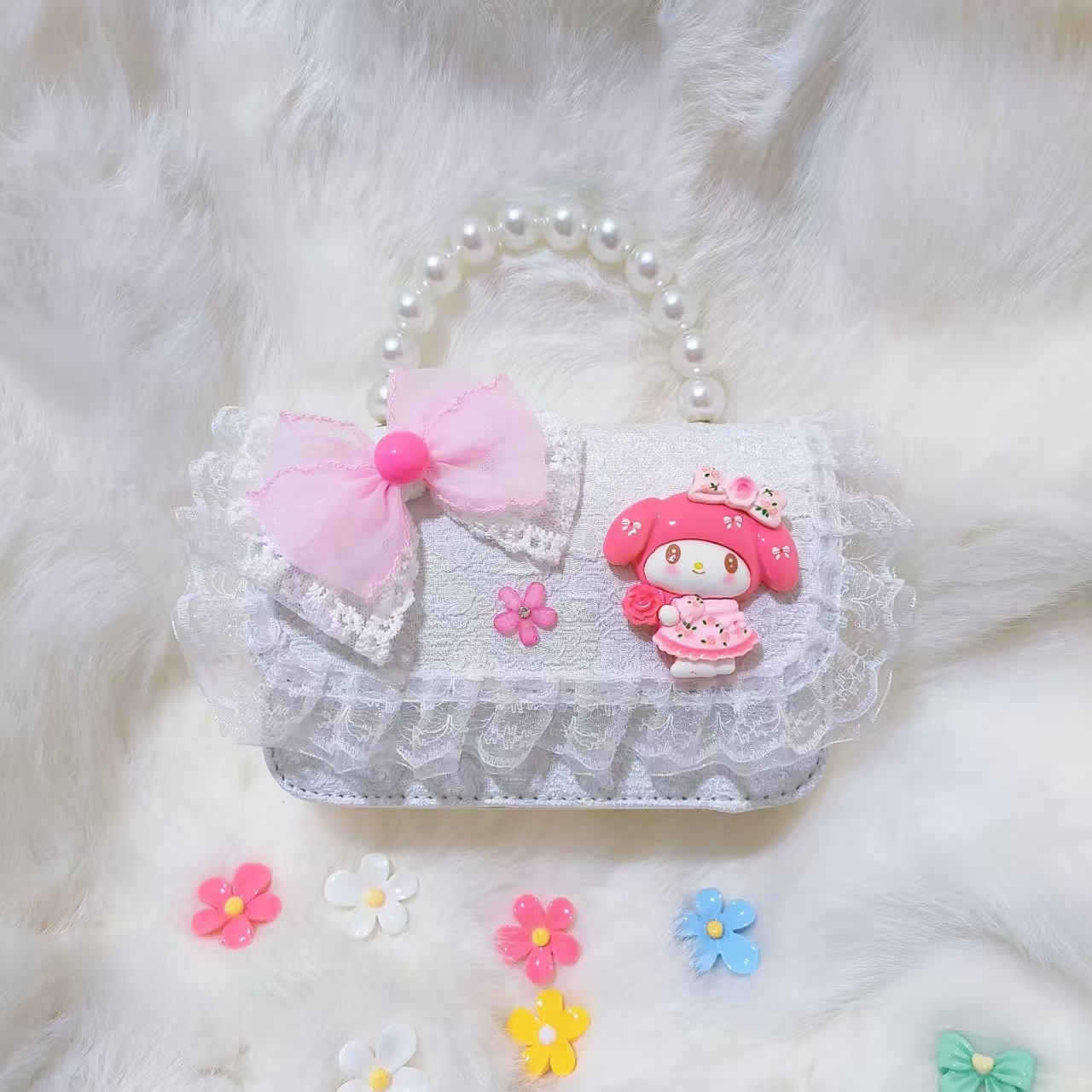 Bolso de perlas, bolso de cambio, bolso de accesorios, bolso de Año Nuevo para chicas, bolso de Año Nuevo, bolso pequeño, bolso cuadrado.