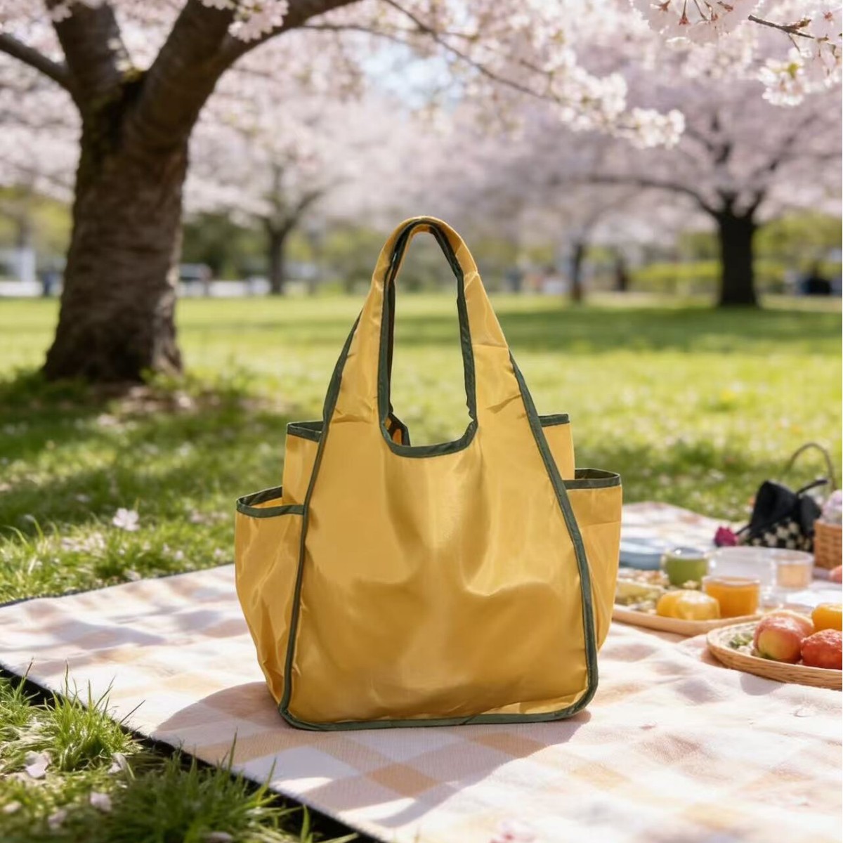 Folding handheld capacious one-shoulder bag