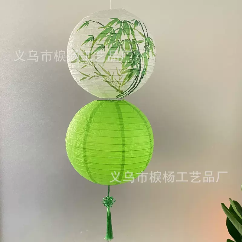 新中式绿色竹子纸灯笼 庭院招待户外背景装饰 小酒馆装饰古风灯笼