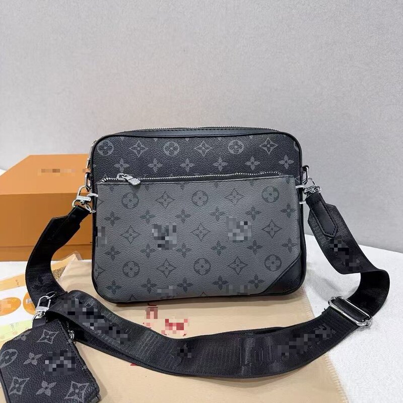 Cross-border Lujia fashion shoulder and crossbody bag three-piece set, new men's bag, best-selling clutch bag, classic monogram casual bag Cross-border Lujia fashion shoulder and crossbody bag three-piece set, new men's bag, best-selling clutch bag, classic monogram casual bag