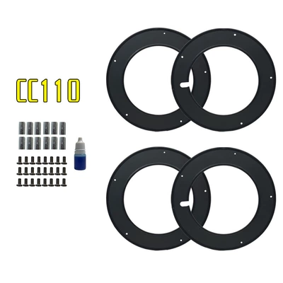 Suitable for Honda Cub Cc and Other Modified Wheel Hub Covers, Retro Wheel Hub Caps, Closed Disc Steel (Motorcycle wheel hub) - black-hubcaps-without-fonts-set-of-4-pieces