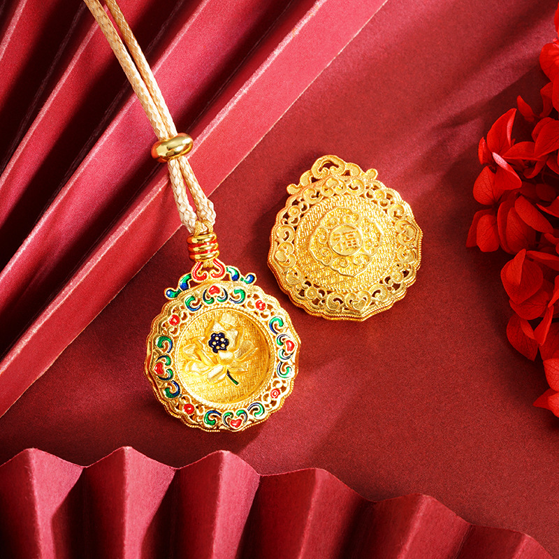 Collar de oro de arena de Vietnam, brújula de ocho tesoros, seguridad, lión de oro Xiangyun, nuevas joyerías chinas al por mayor.