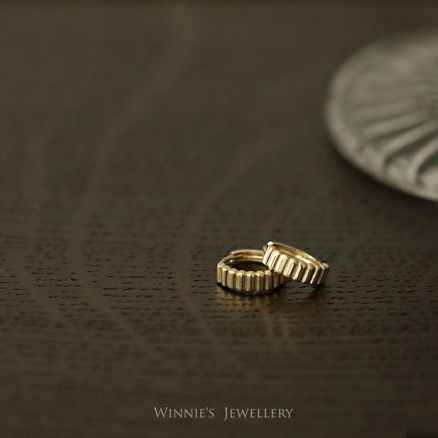 Vintage Satin Pattern Hoop Earrings 925 Sterling Silver Gold Plated_voghion.com
