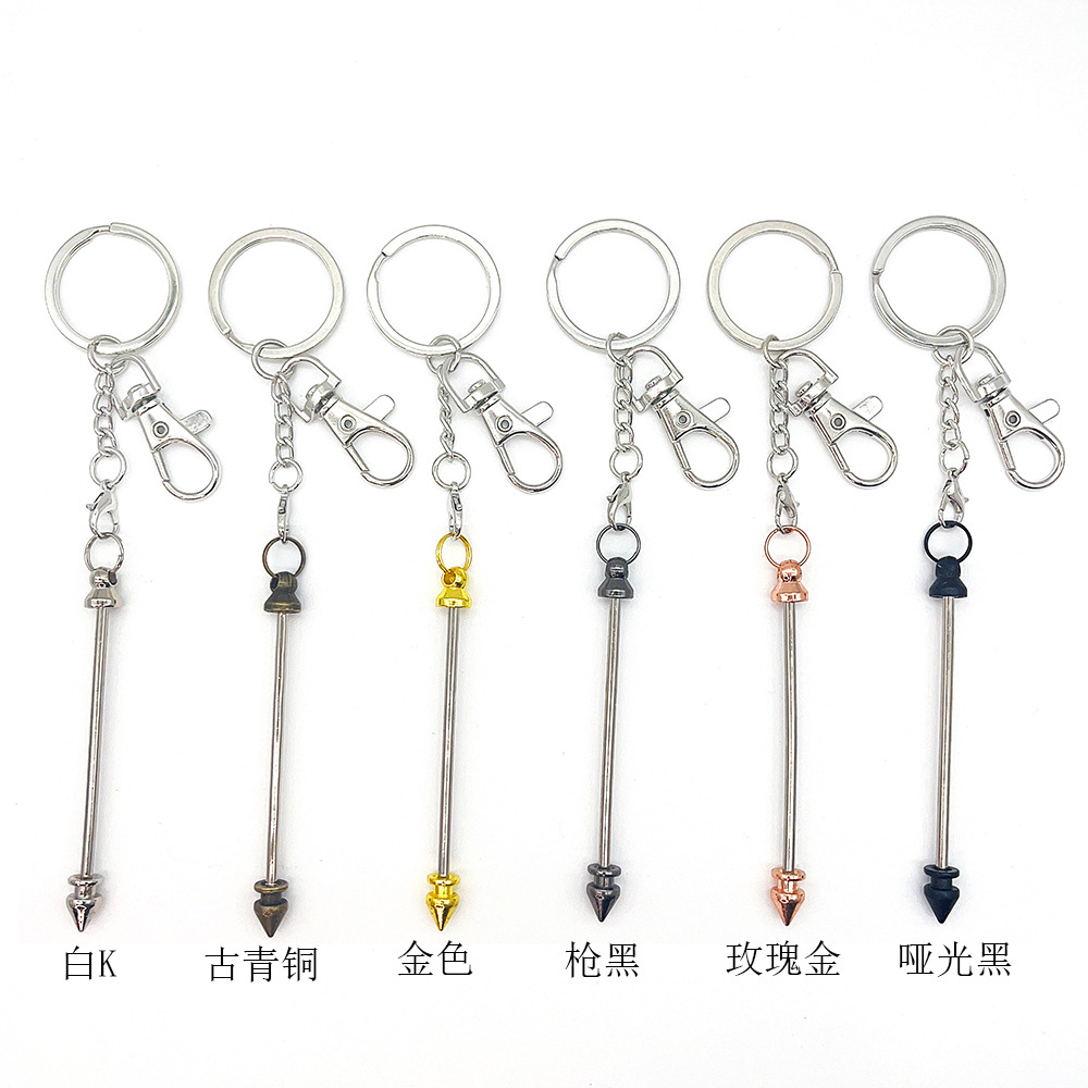 Amazon Venta caliente bala de metal con cuentas llavero pequeña langosta hebilla cadena colgante llavero