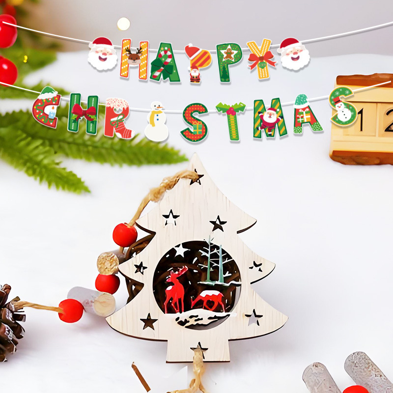 祝日パーティー用品クリスマス旗三角旗花横断幕紙道具装飾品|undefined