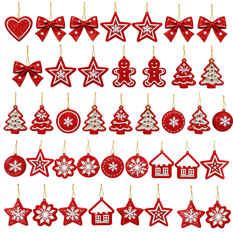 Diamante pintura colgante creativo DIY dibujos animados de Navidad pegado a mano taladro tarjeta de papel ligera decoración de Navidad colgante al por mayor