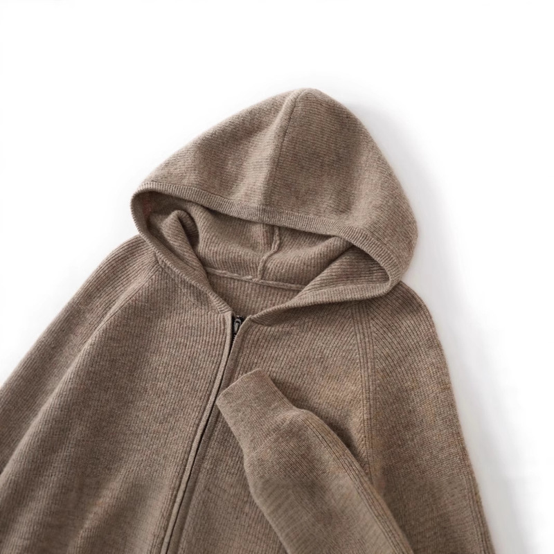 Thickened Hoodie with Ingot Needle, Authentic Pure Wool Cardigan, Men's Sweater, Large Size Loose Zipper Cashmere Knit Jacket