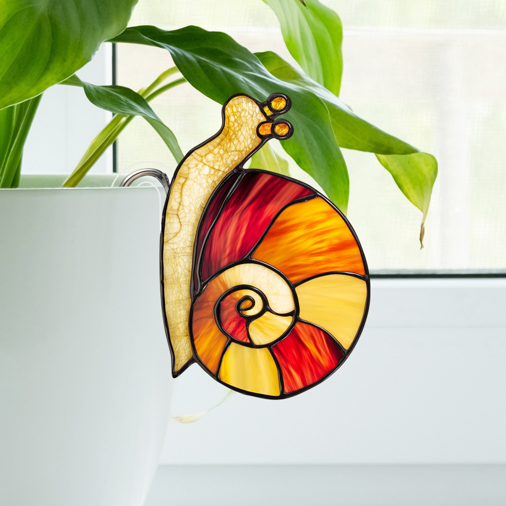 Acrílico en maceta pájaros caracol inserto decoración de maceta vidrio tintado inserción de suelo