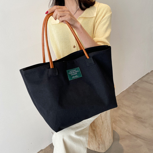 Simple large-capacity bag for women summer  new trendy fashion casual tote bag college student class shoulder bag