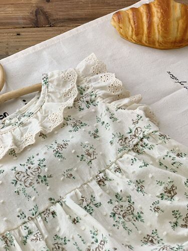 Free hat, baby floral bag, 0-2 years old, summer Korean children's clothing, baby girl, lace collar harem AL021