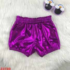 欧美精品店童装外贸批发女孩洋红色新款夏季皮短裤