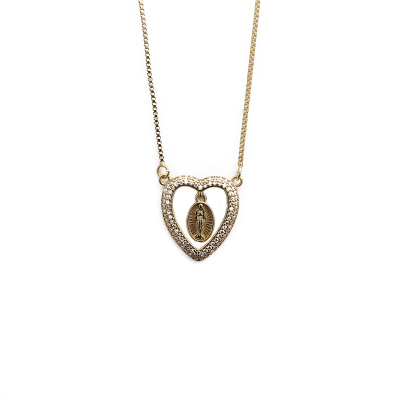 Zircon Heart Virgin Mary Necklace display picture 1