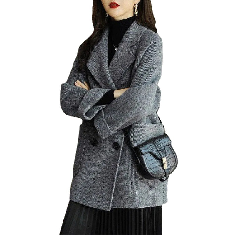 Mid-length woolen coat for women 2022 autumn and winter New loose slimming versatile Western style woolen coat trendy thick_voghion.com