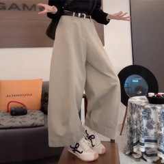 韩版设计感小众休闲裤女早秋新款小个子宽松显瘦百搭阔腿裤长裤子