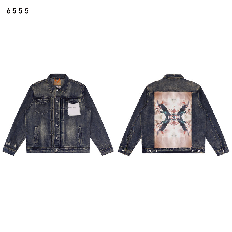 2025 New Autumn and Winter P@Urple Turban Trucker Stretch Denim Jacket for Men and Women, One Piece Wholesale