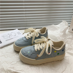 2024 Spring and Summer All-match Star Canvas Shoes Women's Korean-style Trendy Harajuku Street Shoes Hong Kong-style Breathable Shoes