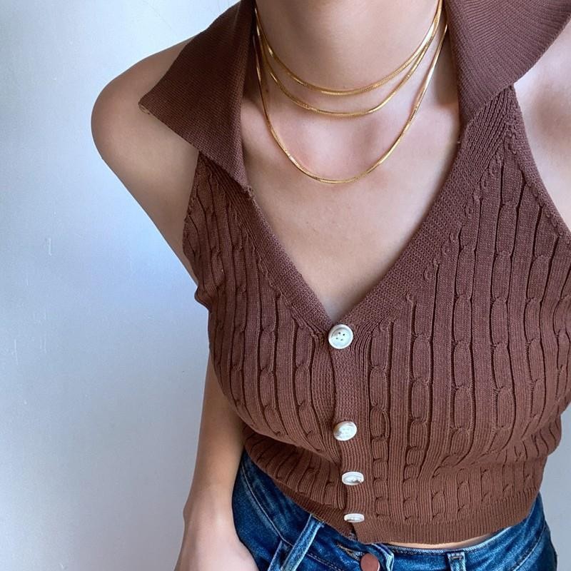 Holiday, Daily Occasion Stainless Steel, Titanium Steel Material Simple Style Solid Color Stainless Steel Titanium Steel Plating Gold Plated Layered Necklaces