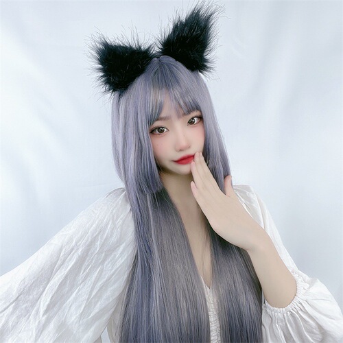 Foreign trade wig female long straight hair Ji hair style lolita soft girl cosplay princess cut temperament face trimming full wig