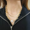 Retro accessory, necklace from pearl, chain, European style, punk style