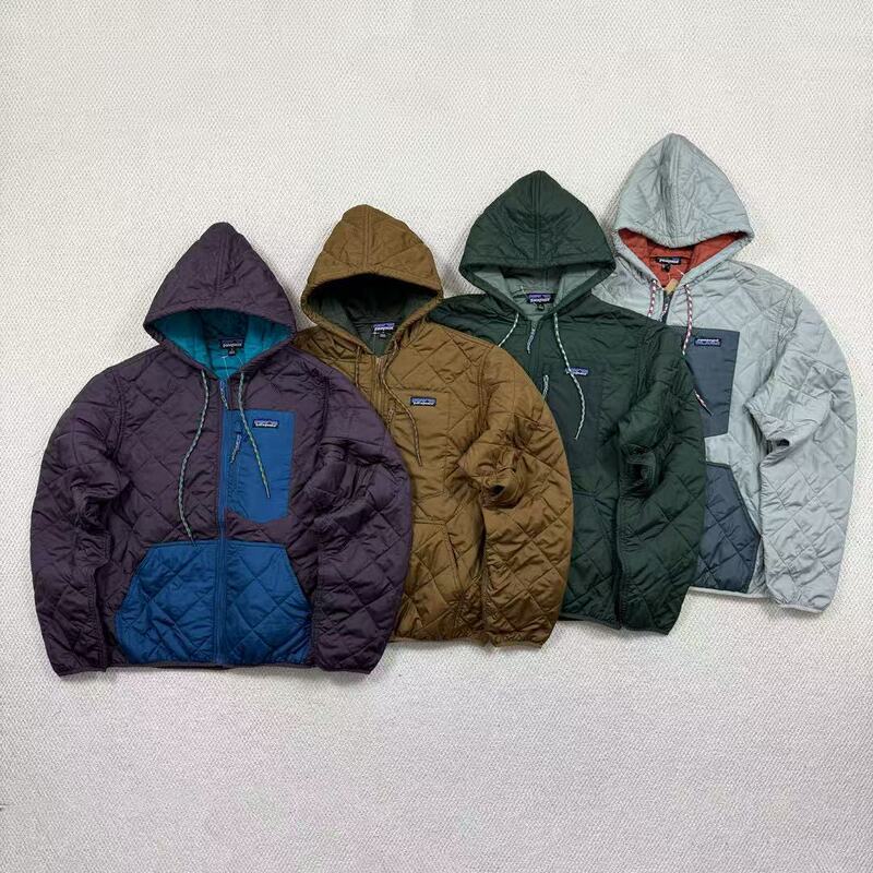 High-Quality Bata Retro Diamond-Patterned Pilot Autumn and Winter Casual Lightweight Windproof and Waterproof Warm Hooded Cotton Coat for Couples