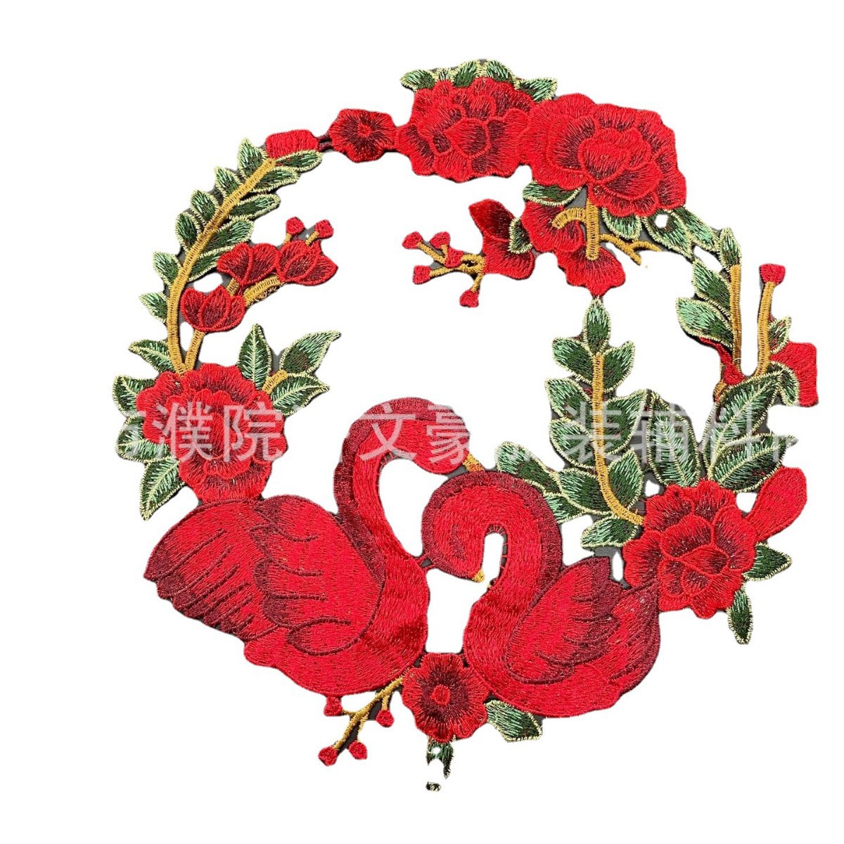 DIY中国风牡丹杜鹃鸟刺绣布贴 超大号旗袍装饰绣片窗帘破洞修补贴