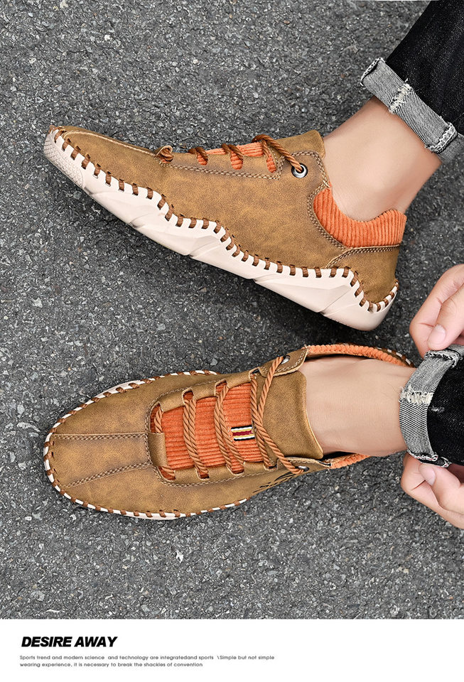 Giày lười nam da thường ngày thắt dây, mũi tròn, thoáng khí, cỡ lớn — 2105 kaki, 2105 màu xanh lam, 2105 màu đen, 2105 nâu vàng chi tiết 14
