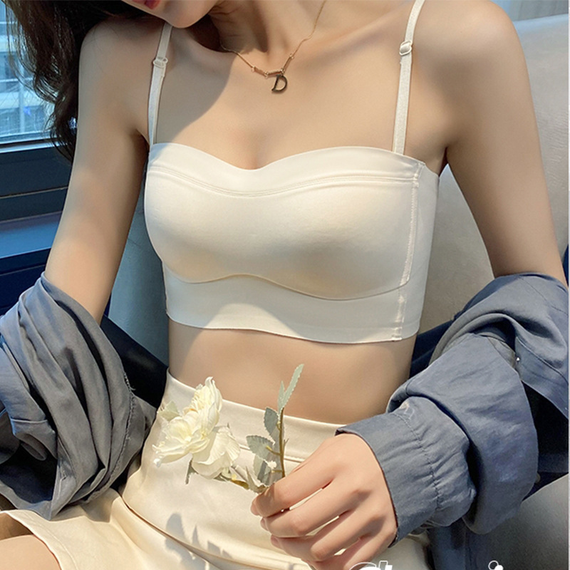 Summer Thin Underwear Women's Gathering Big Chest Show Small Beauty Back Non-slip Anti-walking Light Wrapping Chest Strapless Strapless Bra Summer Thin Underwear Women's Gathering Big Chest Show Small Beauty Back Non-slip Anti-walking Light Wrapping Chest Strapless Strapless Bra