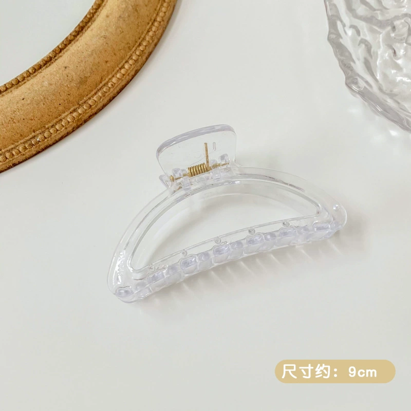 Крабья заколка для волос (hairgrip) акриловая большая булавка, жемчужные вставки, корейский стиль, лёгкая