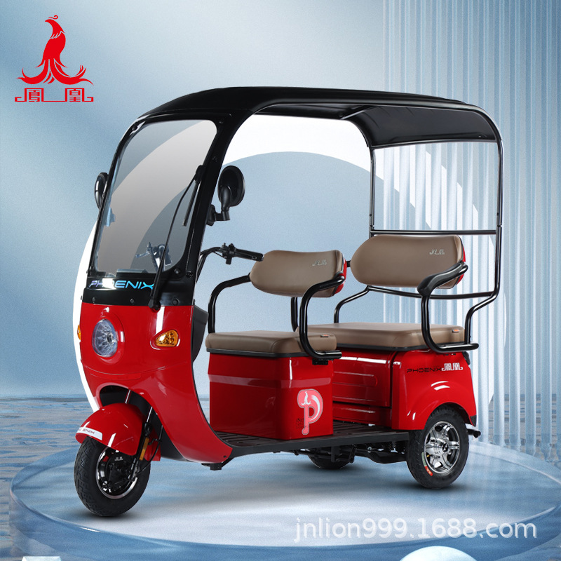 Phoenix triciclo eléctrico doméstico pequeño para personas mayores scooter para personas mayores recoger niños doble fila con cobertizo puede jugar