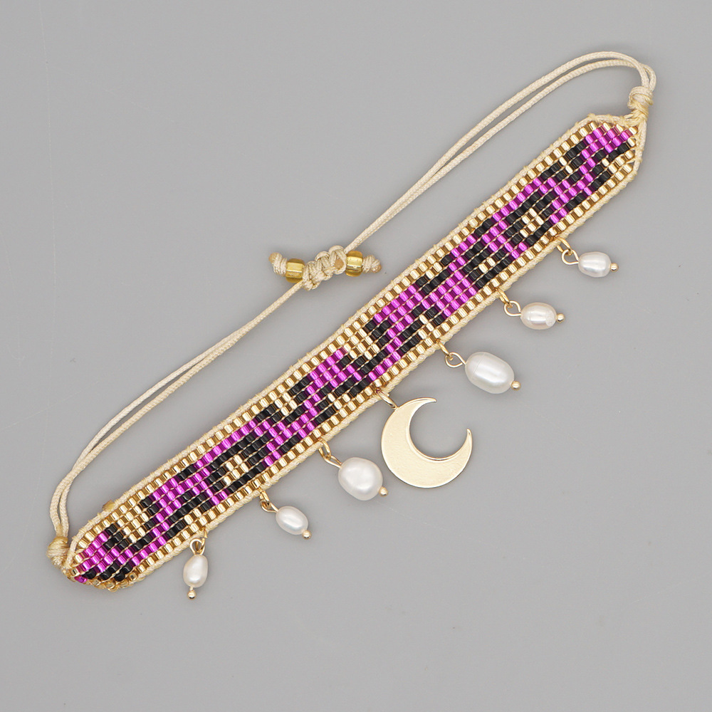 Tassel Design Bohemian Geometric Eye Glass Glass Rope Tassel Women's Bracelets