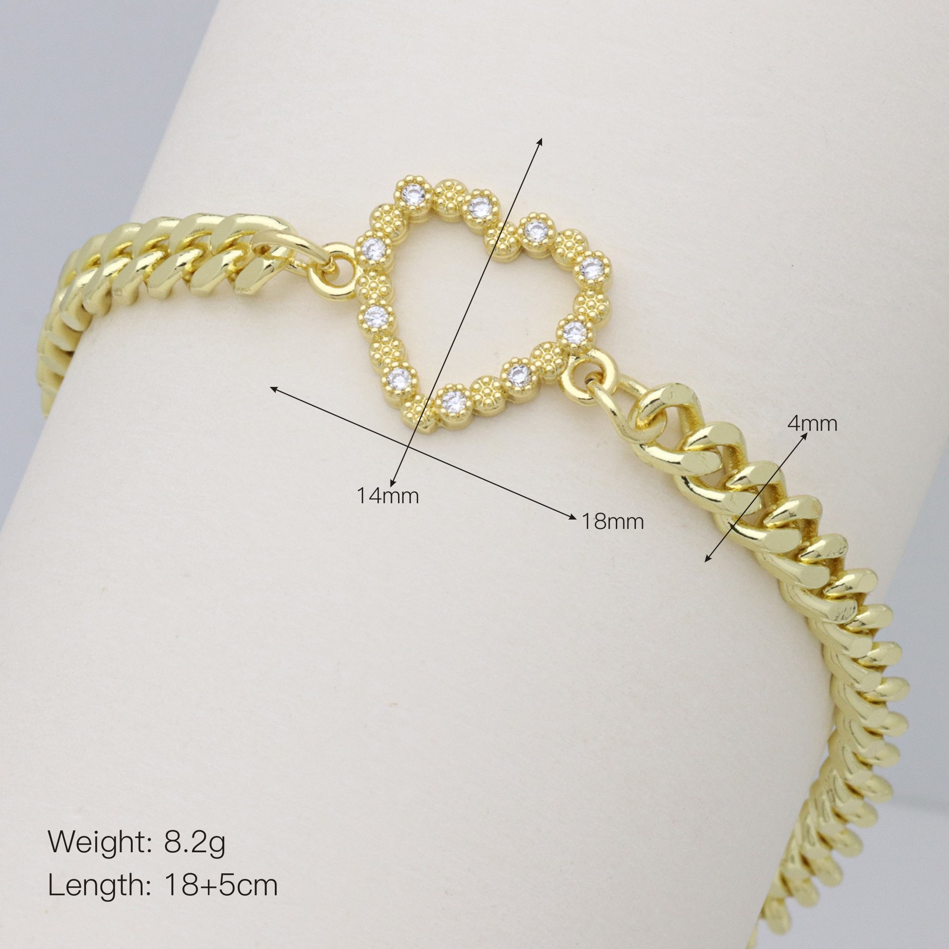 Großhandel Schmuck Einfacher Stil Stern Herzform Kupfer Zirkon Inlay Armbänder Kubanische Gliederkette Panzerkette display picture 18