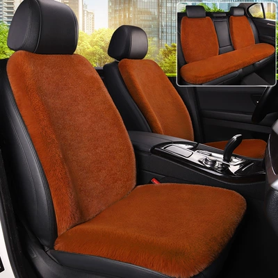 Short Faux Rabbit Fur Warm Car | Avtomobil döşəmə paspasları - cayenne-brown-upgraded-thickened-seven-piece-set-five-seats