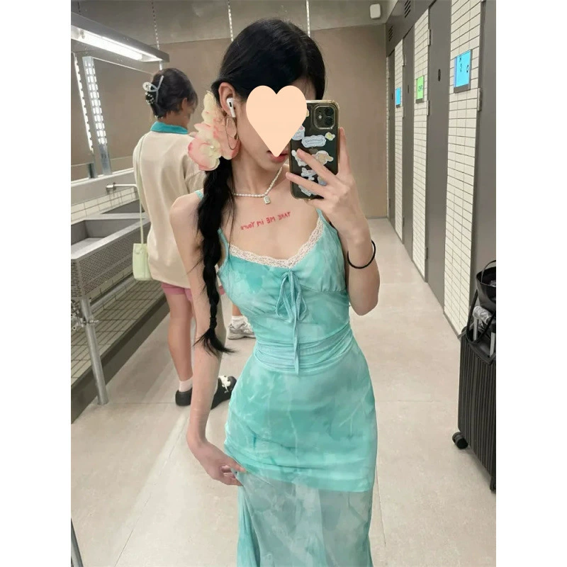 Сказочное кружевное платье в стиле чистой страсти, красивый дизайн, платье на подтяжках, новая летняя утягивающая длинная юбка с рыбьим хвостом