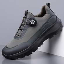 2025秋季男士皮鞋新款运动休闲免系带韩版软底耐磨旅行户外登山鞋