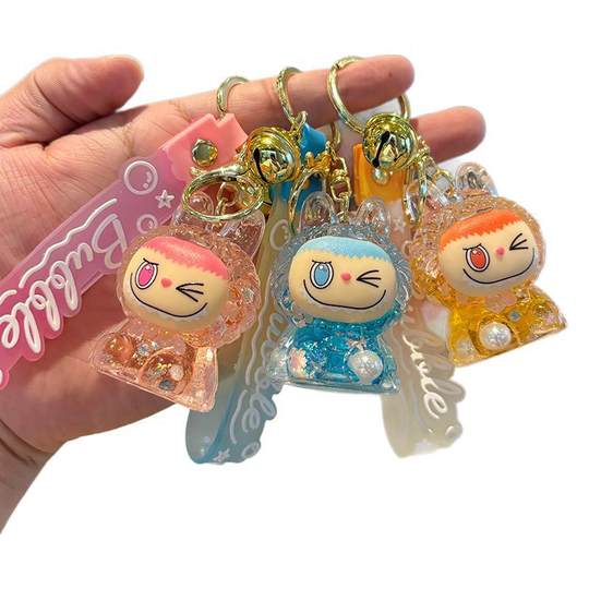 Creative Oil-Filled Cute Doll Acrylic Funny Little Sheep Quicksand Keychain Bag Pendant Gift Keychain